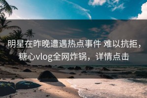 明星在昨晚遭遇热点事件 难以抗拒，糖心vlog全网炸锅，详情点击