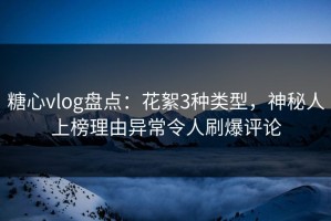 糖心vlog盘点：花絮3种类型，神秘人上榜理由异常令人刷爆评论