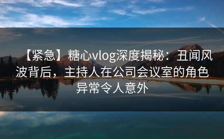 【紧急】糖心vlog深度揭秘：丑闻风波背后，主持人在公司会议室的角色异常令人意外