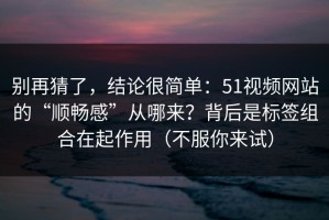 别再猜了，结论很简单：51视频网站的“顺畅感”从哪来？背后是标签组合在起作用（不服你来试）
