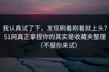 我认真试了下，发现刷着刷着就上头？51网真正拿捏你的其实是收藏夹整理（不服你来试）
